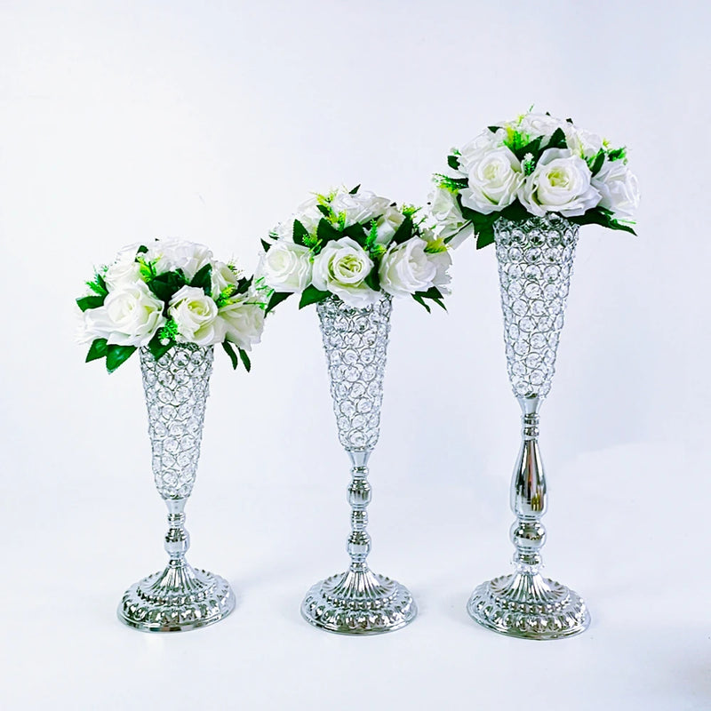 Beautiful Crystal Flower Vase 2 Pcs Set